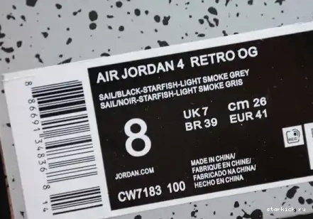 CW7183-100 CW7183-100 Air 4 Jordan “Starfish” 0420